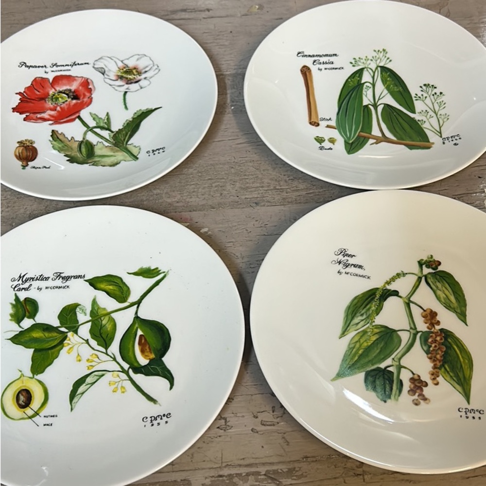 Set of four Charles McCormick botanical plates